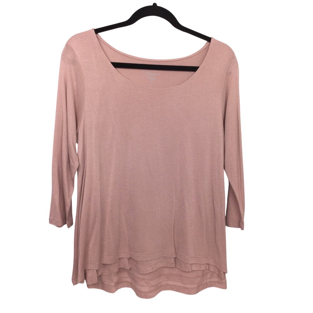 Purejill Quiet Luxury Minimalist Coastal Chic Elliptical Soft Layered T-shirt SP